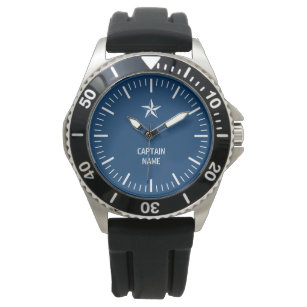 Nautical star watch with custom boat captain name