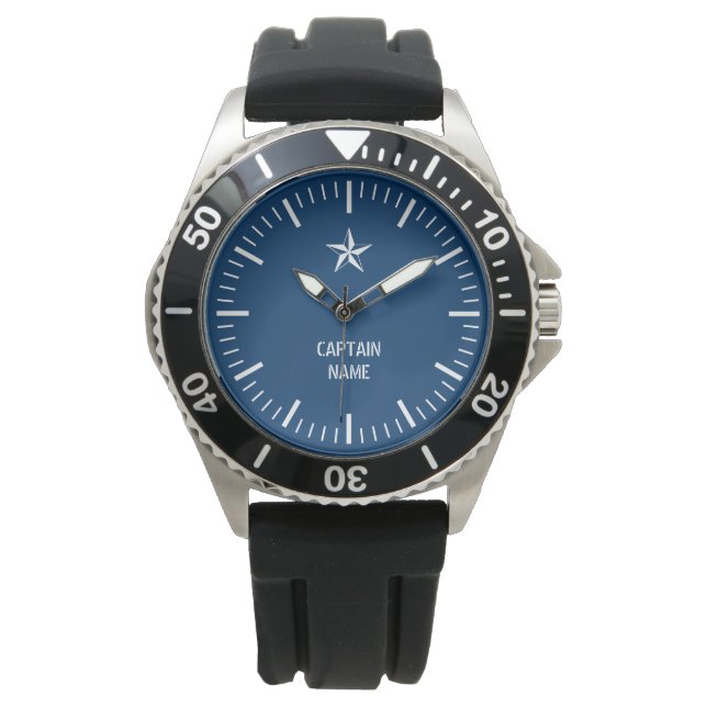 Nautical star watch with custom boat captain name (Front)