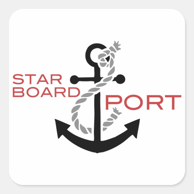 Nautical Starboard Port Anchor Square Sticker (Front)