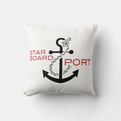 Nautical Starboard Port Anchor Throw Pillow
