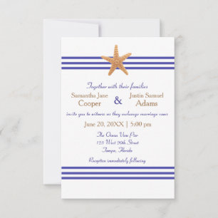 Nautical Starfish - 3x5 Wedding Invitation