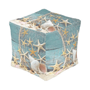 Nautical Starfish and Fisherman Net Pouf