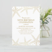 Nautical Starfish Beach Adult 50th Birthday Party Invitation (Standing Front)