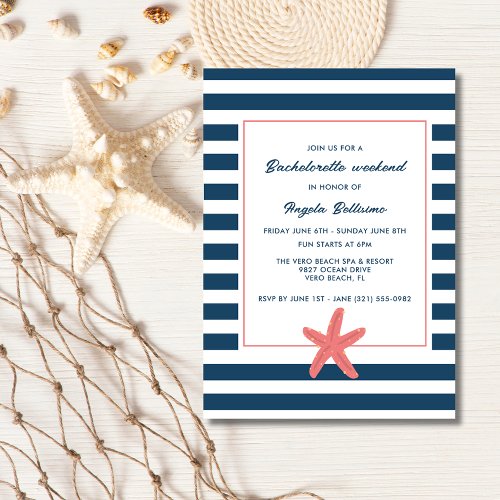 Nautical Starfish Beach Bachelorette Weekend Invitation