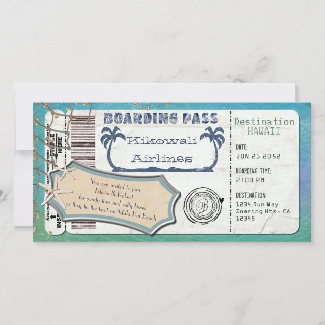 Nautical Starfish Beach Boarding Pass (Front)