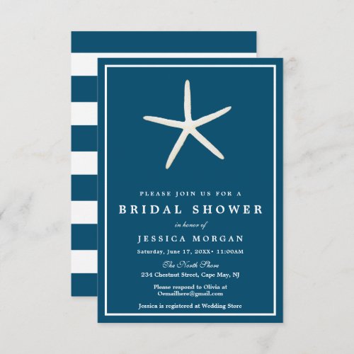 Nautical Starfish Bridal Shower Invitation Card