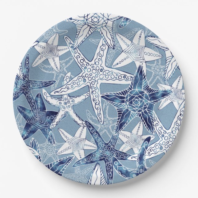 Nautical Starfish Collection - All Sizes Paper Plates (Front)