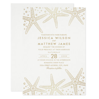 Nautical Starfish Elegant Fun Beach Themed Wedding Card