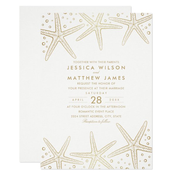 256560317537125946 Nautical Starfish Elegant Fun Beach Themed Wedding Invitation