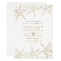 Nautical Starfish Elegant Fun Beach Themed Wedding Invitation