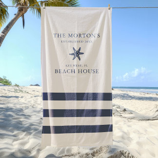 Nautical Starfish Family Beach House Towel