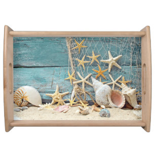 Nautical Starfish & Fishing Net Serving Tray