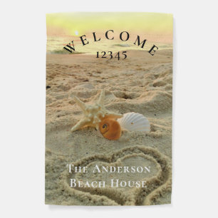Nautical Starfish Heart Name Beach Sunset Garden F Flag