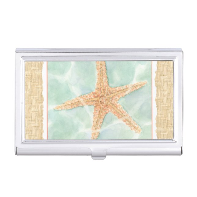 Nautical Starfish in Water Case For Business Cards (Front)