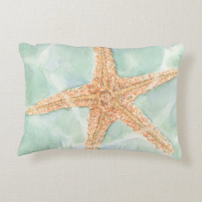 Nautical Starfish in Water Decorative Pillow (Back)