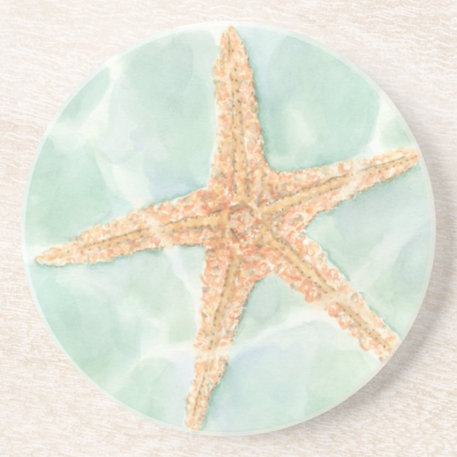 Nautical Starfish in Water Drink Coaster (Front)