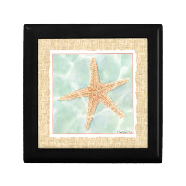 Nautical Starfish in Water Jewelry Box (Front)