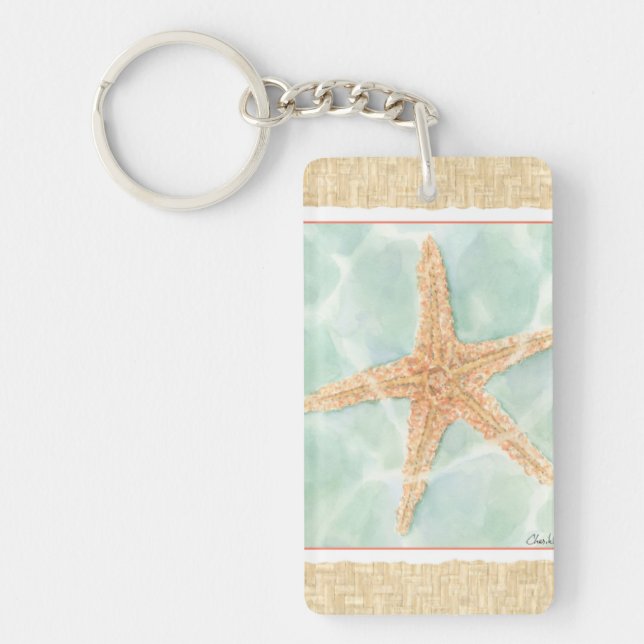 Nautical Starfish in Water Keychain (Front)