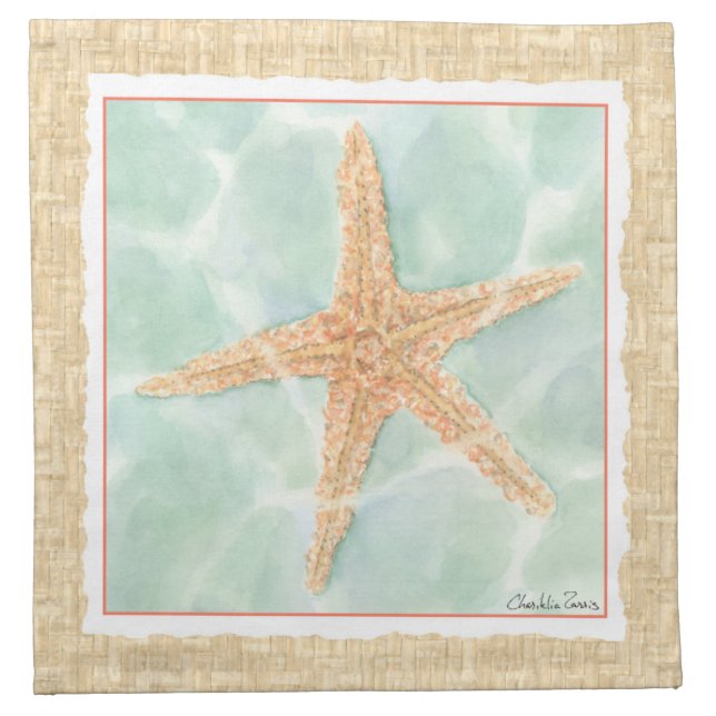 Nautical Starfish in Water Napkin (Front)