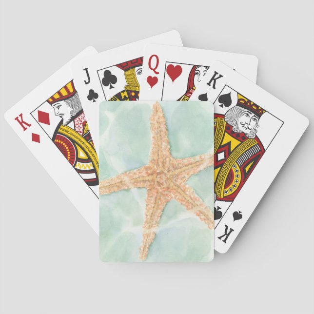 Nautical Starfish in Water Poker Cards (Back)