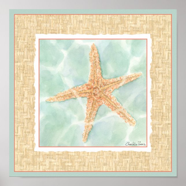 Nautical Starfish in Water Poster (Front)
