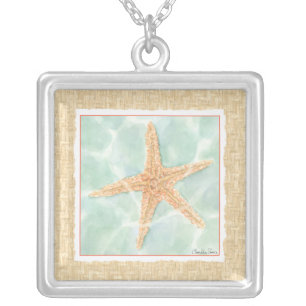 Nautical Starfish in Water Silver Plated Necklace