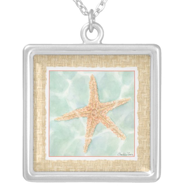 Nautical Starfish in Water Silver Plated Necklace (Front)