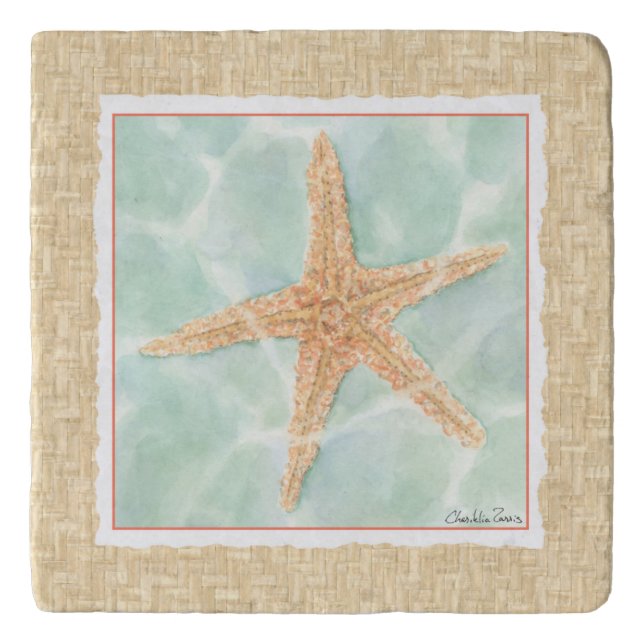 Nautical Starfish in Water Trivet (Front)