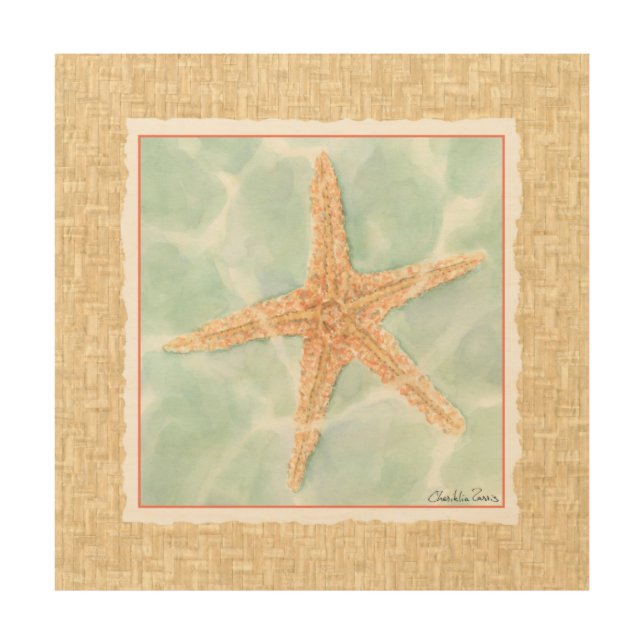 Nautical Starfish in Water Wood Wall Decor (Front)