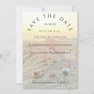 Nautical Starfish Name Beach Sunset Save the Date Invitation