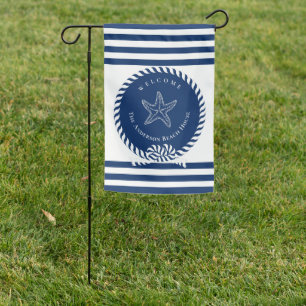 Nautical Starfish Name Rope Navy Blue House Flag