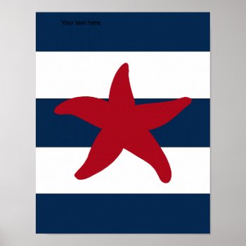 Nautical Starfish Print Red  Navy And White by Home_Suite_Home at Zazzle