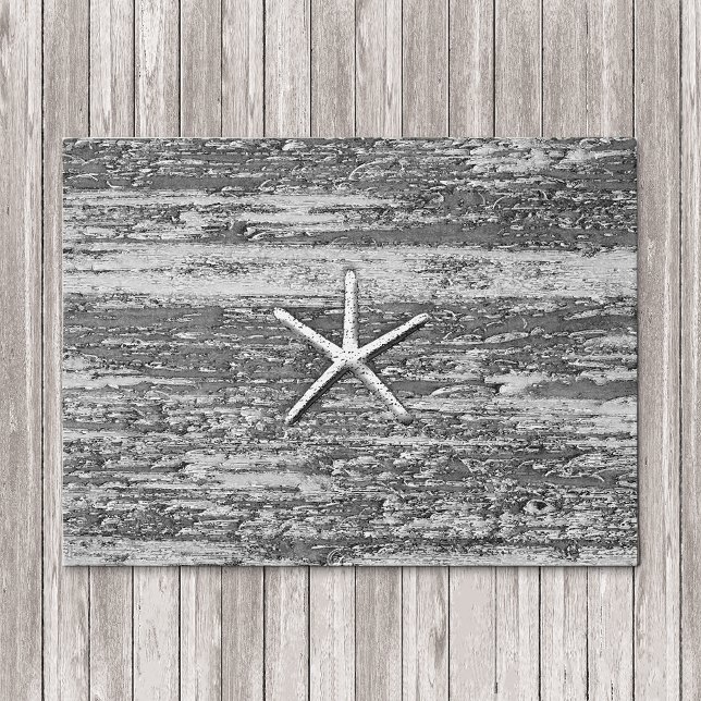 Nautical Starfish Weathered Driftwood Watercolor Doormat (Creator Uploaded)