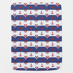 Nautical Stars And Stripes Pattern Baby Blanket