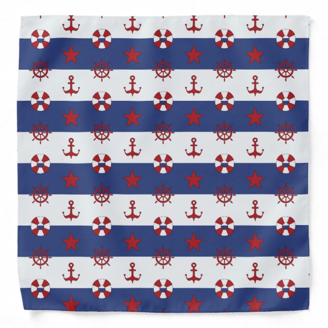 Nautical Stars And Stripes Pattern Bandana (Front)