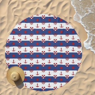 Nautical Stars And Stripes Pattern Beach Towel
