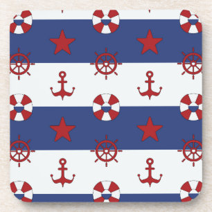 Nautical Stars And Stripes Pattern Beverage Coaster