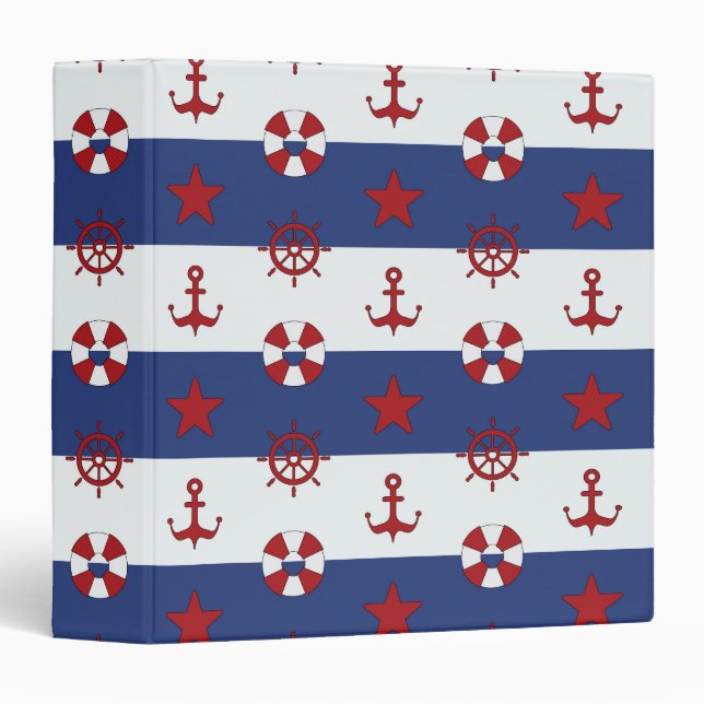 Nautical Stars And Stripes Pattern Binder (Front/Spine)