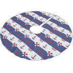 Nautical Stars And Stripes Pattern Brushed Polyester Tree Skirt