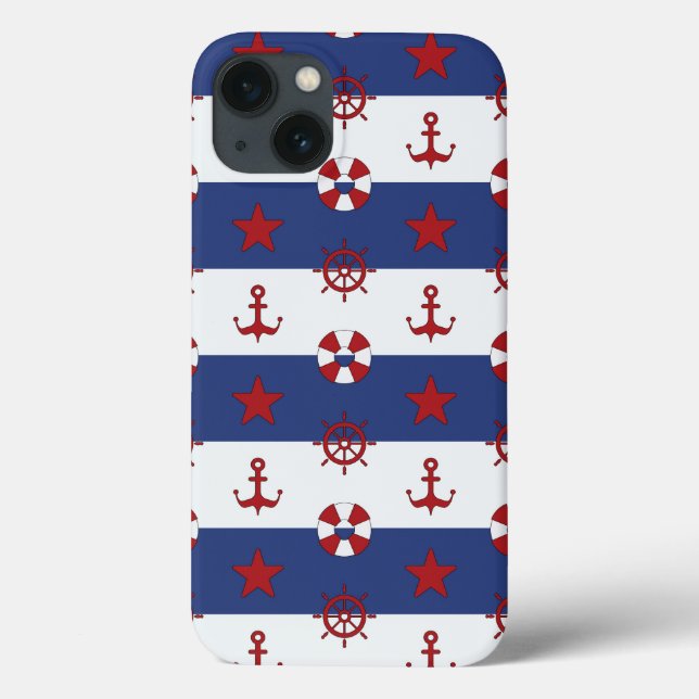 Nautical Stars And Stripes Pattern Case-Mate iPhone Case (Back)