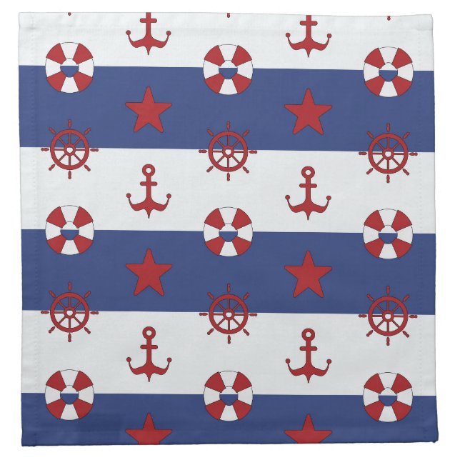 Nautical Stars And Stripes Pattern Cloth Napkin (Front)