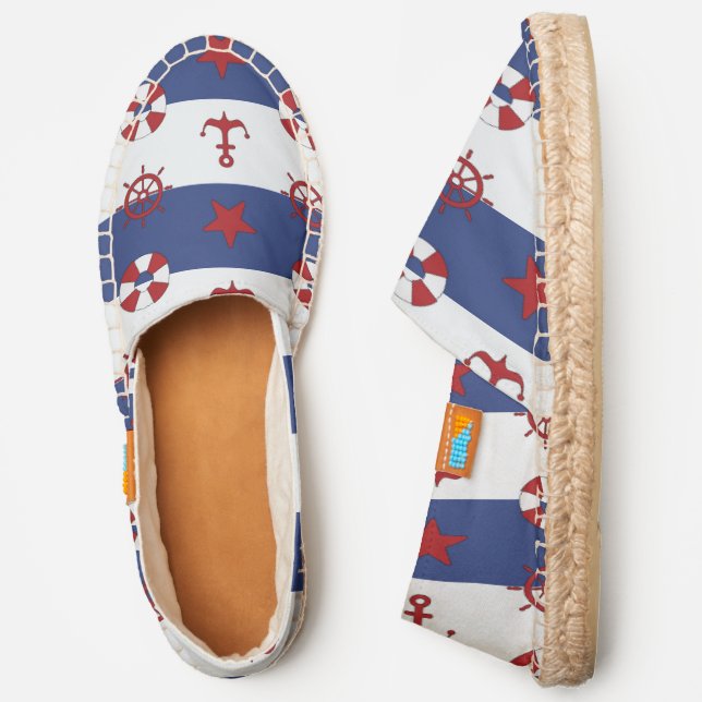 Nautical Stars And Stripes Pattern Espadrilles (Side)