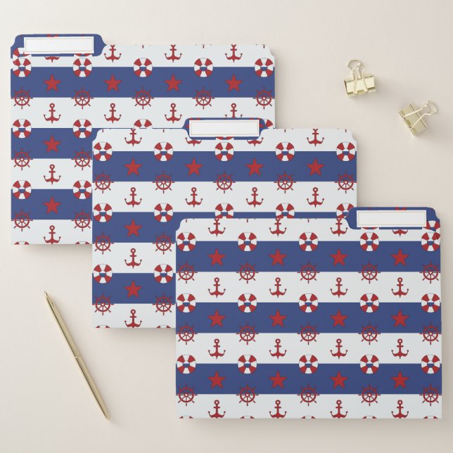 Nautical Stars And Stripes Pattern File Folder (Set)