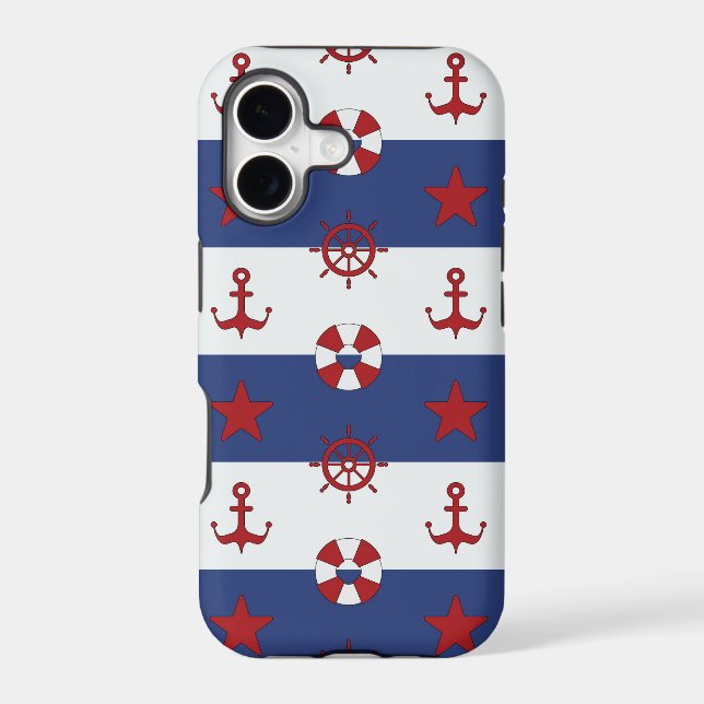 Nautical Stars And Stripes Pattern Iphone Case (Back)