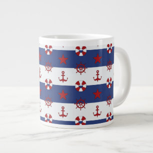 Nautical Stars And Stripes Pattern Large Coffee Mug