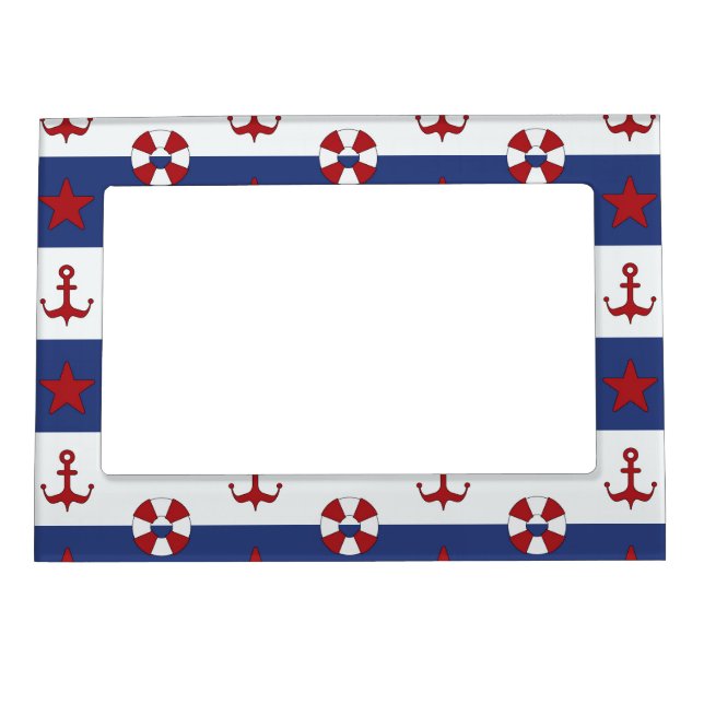 Nautical Stars And Stripes Pattern Magnetic Picture Frame (Front)