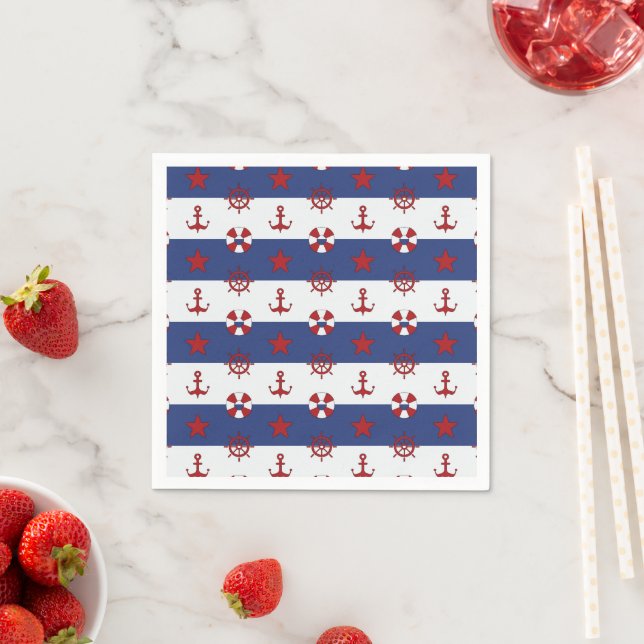 Nautical Stars And Stripes Pattern Napkins (Insitu)