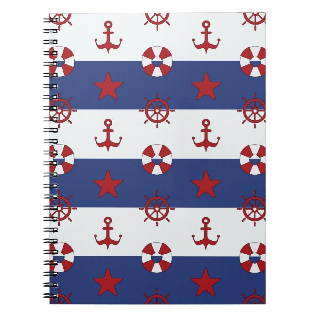 Nautical Stars And Stripes Pattern Notebook (Front)