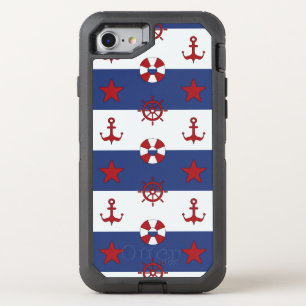 Nautical Stars And Stripes Pattern OtterBox Defender iPhone SE/8/7 Case