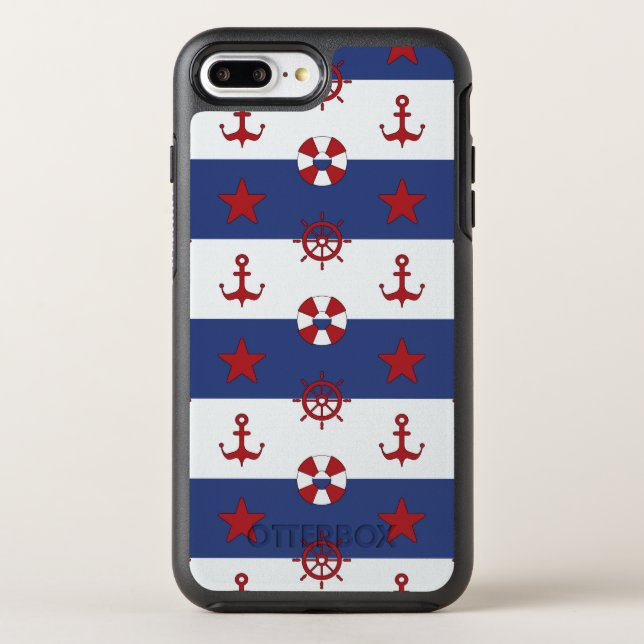 Nautical Stars And Stripes Pattern Otterbox iPhone Case (Back)